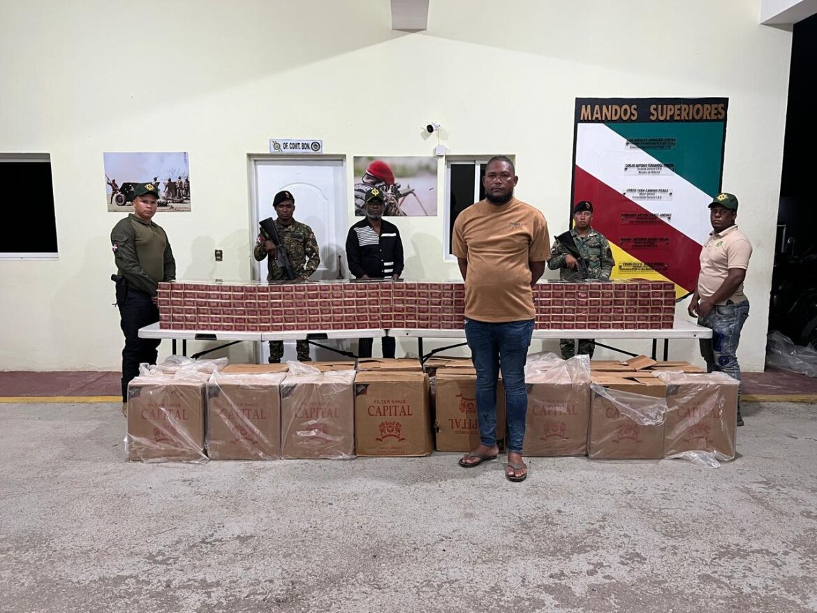 Ejército detiene contrabandista con 160 mil unidades de cigarrillos en Elías Piña